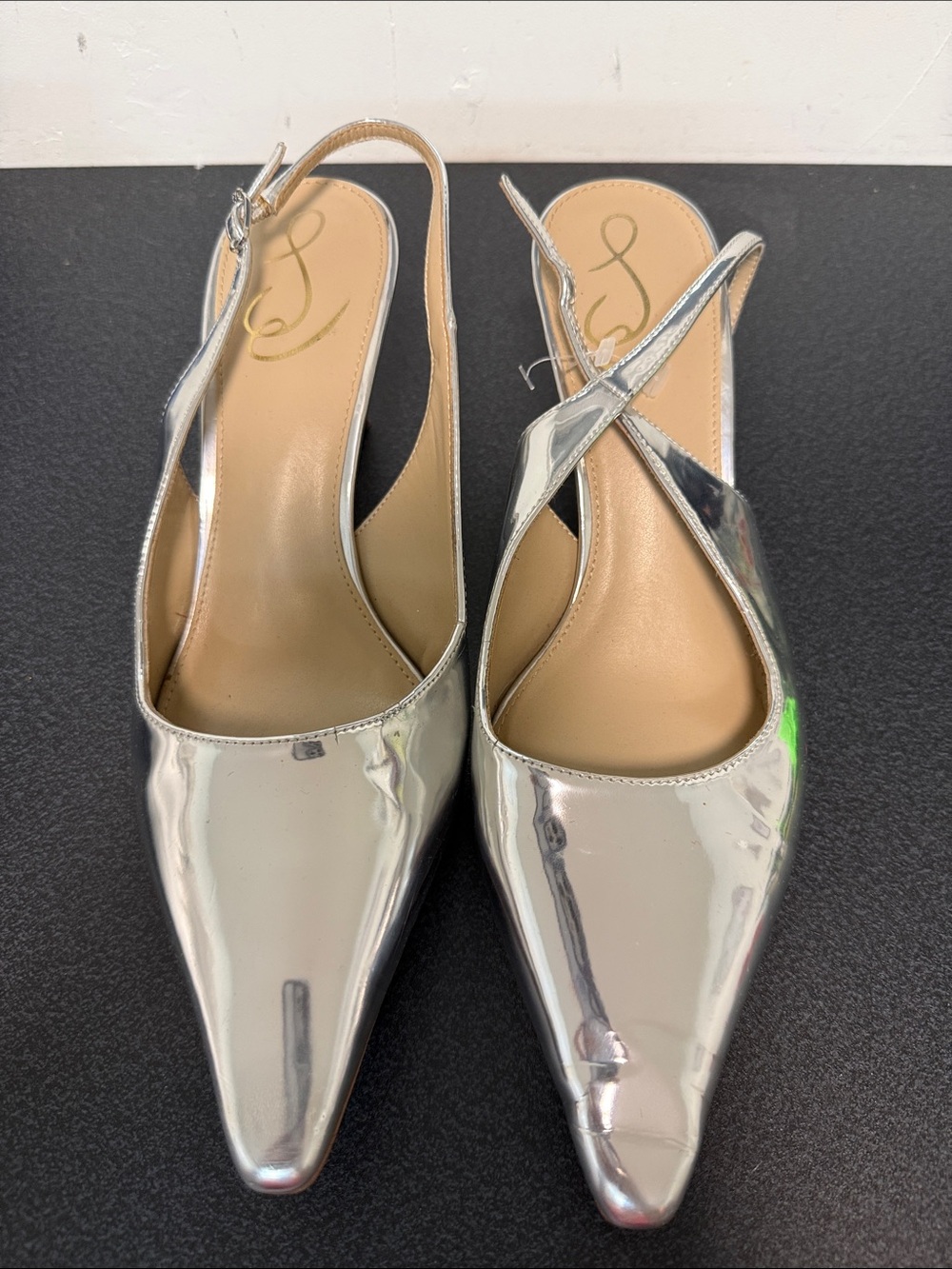Sam Edelman Silver Pointed Slingback Flats